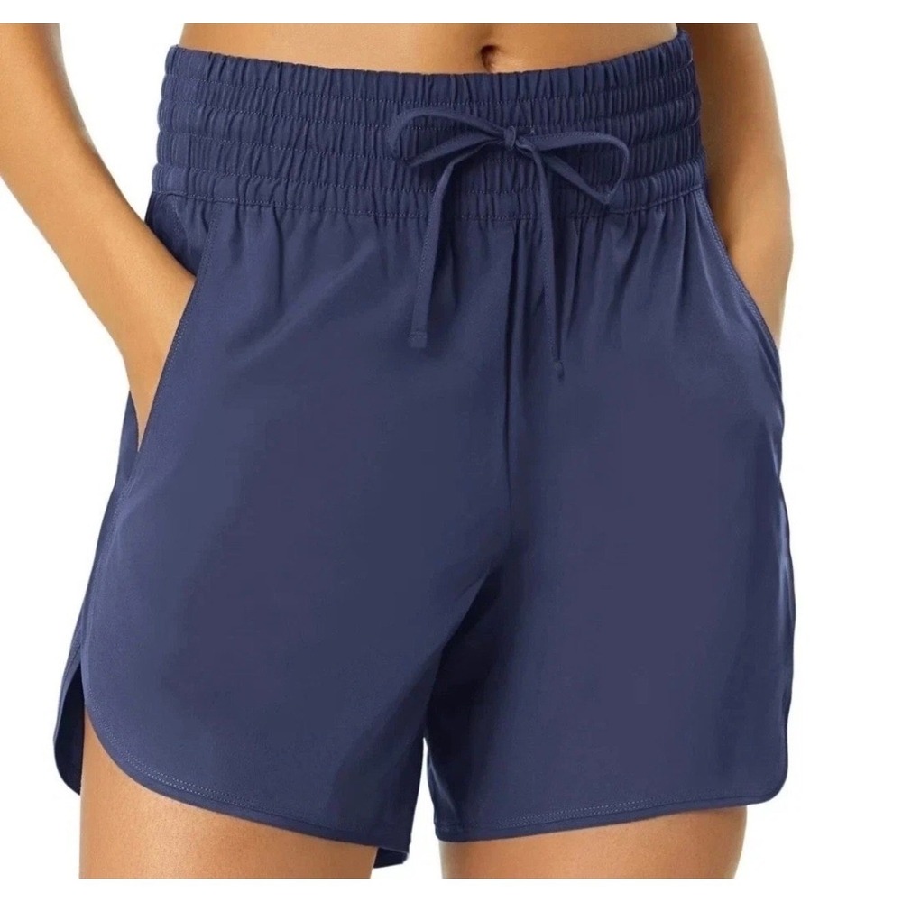 NWT Lands End Womens XL Navy Blue Active Short UPF 50 Quick Dry Dolphin Hem Swim